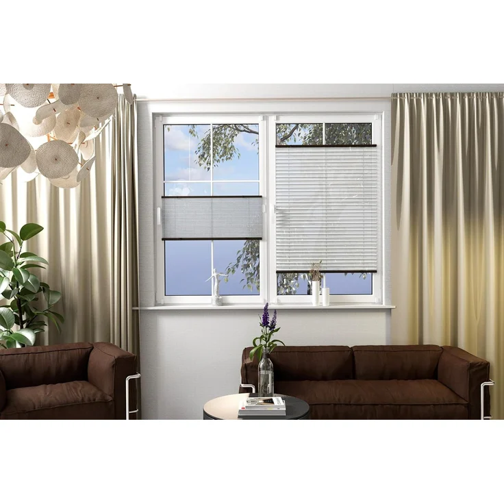 K-home Klemmfix-Plissee Florida Weiß 75x210 cm (B x L) einzigartiges Design mit bezauberndem Lichteffekt – Bild 3