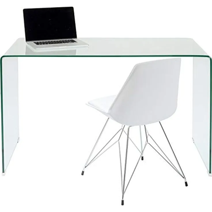Kare Design Schreibtisch Clear Club, Transparent, Modern, Elegant, Platzsparend, Wohnzimmer, Büro, Home-Office, ESG-Glas, 78 x 125 x 60 cm (H/B/T)