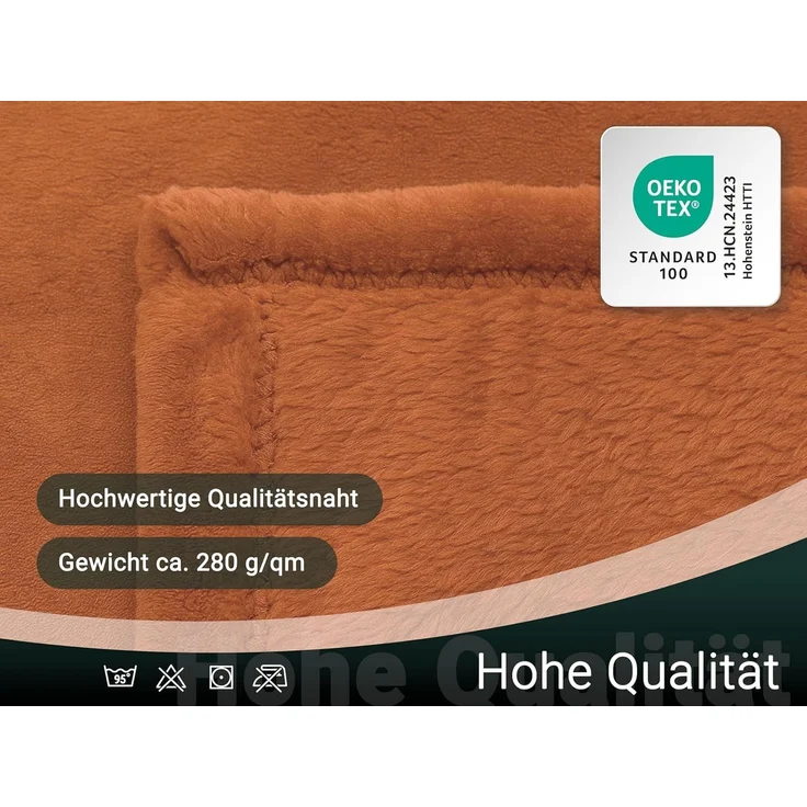 ZOLLNER Kuscheldecke, 220x240 cm, terracotta – Bild 5