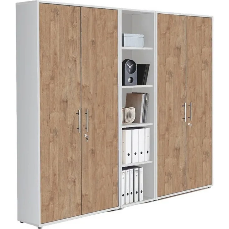 BMG Möbel Aktenschrank Büromöbel Office Edition 10 (Aktenschrank Regal Set, besteht aus 2x Aktenschrank und 1x Regal) mit viel Stauraum, abschließbar