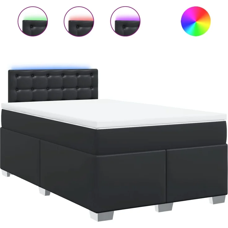 vidaXL Boxspringbett mit Matratze Schwarz 120x200 cm Kunstleder 3288416 – Bild 2