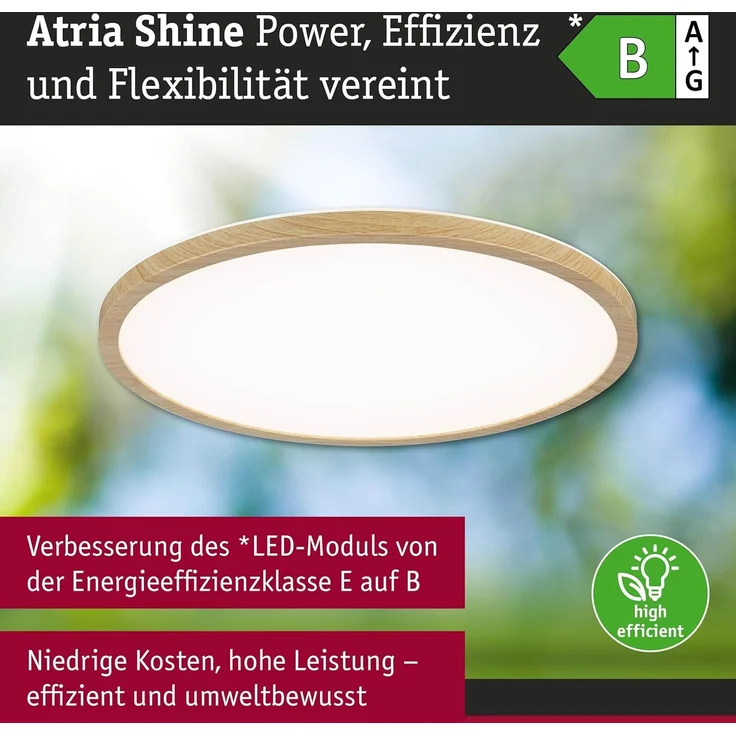 Paulmann 71260 LED Panel Atria Shine 398mm 3000-6500K Holzoptik IP44 – Bild 2