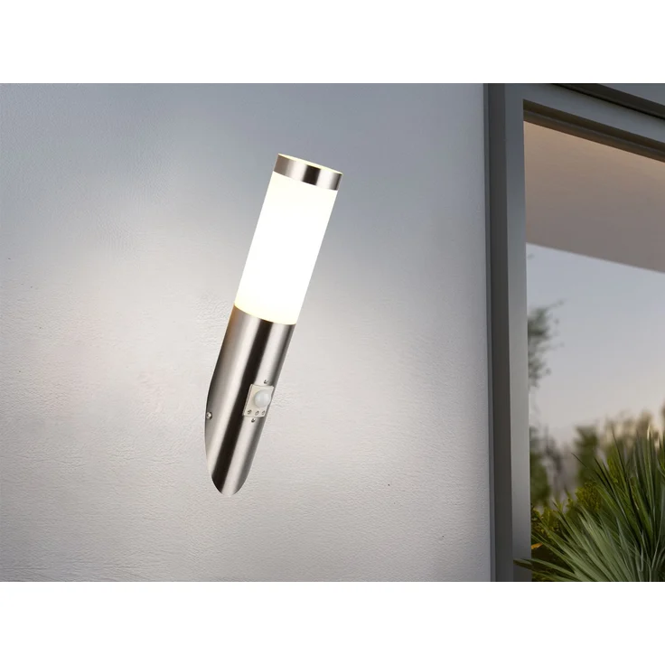 2er Set LED Außenwandleuchten mit Bewegungsmelder Silber, Höhe 39cm – Bild 5