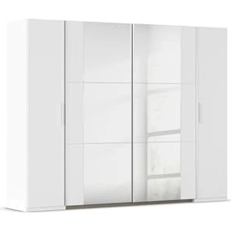 rauch Kleiderschrank, Dreh- und Schwebetürenschrank KRONACH, 4-türig, 2 Spiegeltüren teilaufgelegt, Alpinweiß, 268 x 210 x 59 cm – Bild 2