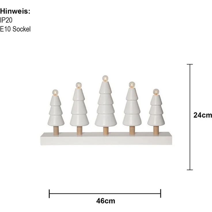 Weihnachtliche Dekoleuchte -Skog', Tannenwald, Holz, 5-flammig, weiß, B 46cm – Bild 2