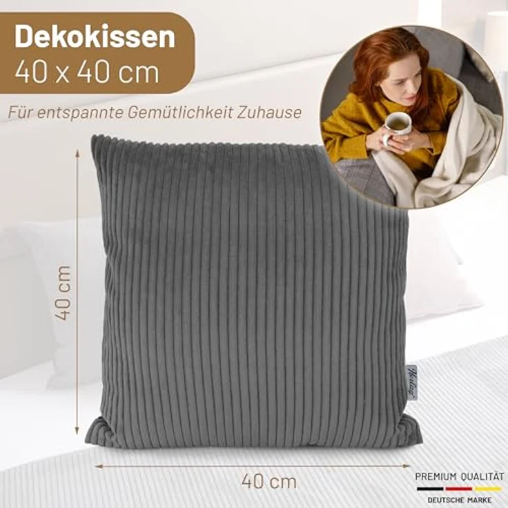 Herlag Kissenhülle ELLA, Kissenbezug, 40x40cm, Cord, Wohnzimmer, Dekokissenhülle – Bild 6