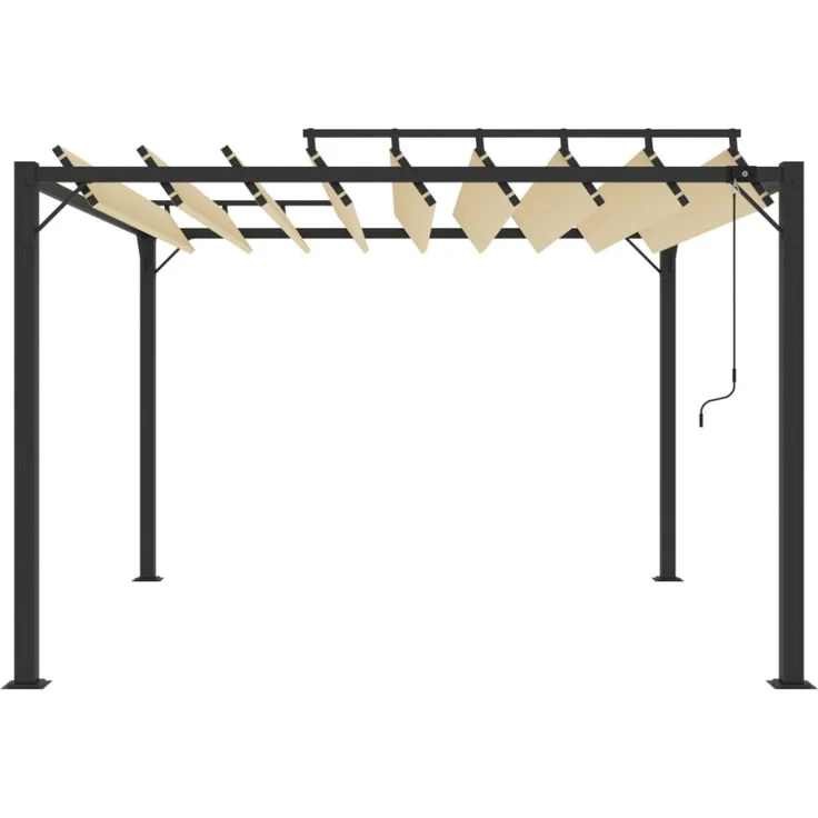 vidaXL Pergola mit Lamellendach 3x3 m Creme Stoff und Aluminium 313924 – Bild 6