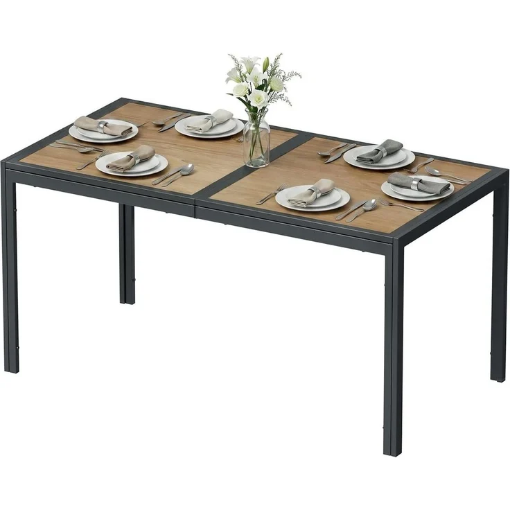 TLGREEN Gartentisch Groß, 150×80×72 cm DPC Balkontisch, (Rechteckiger Terrassentisch mit Metallgestell), Esstisch Outdoor für Garten, Balkon, Terrasse,Innenräume usw – Bild 1