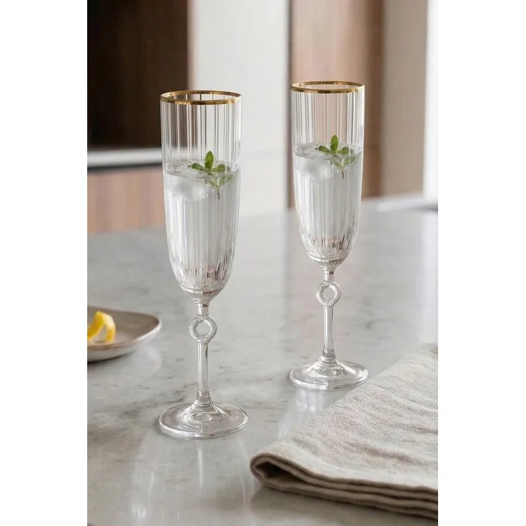 Hermia Concept 'Elite Gold 150 - Gold' Gläser-Set (4-teilig), Gold, 5,2 x 5,2 x 21 cm, 150 ml
