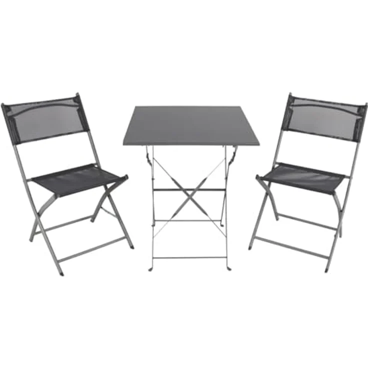 Bistro Set Sitzgruppe Gartenset Gartenmöbel Sitzgarnitur 3-teilig grau – Bild 2