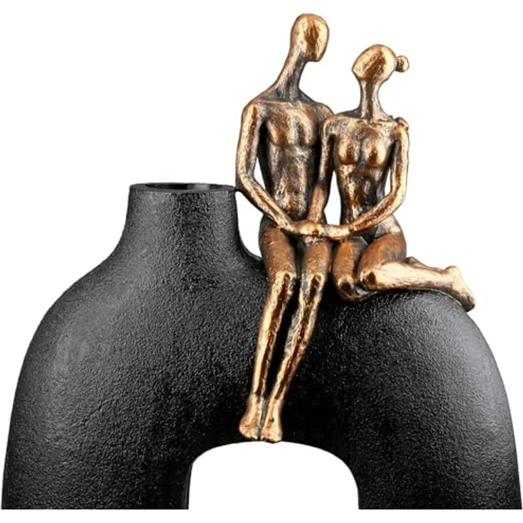 Casablanca Vase Movement, elegante Kunstharz Vase in Schwarz mit metallischer Optik, 23 cm, Menschliche Silhouetten Form – Bild 4
