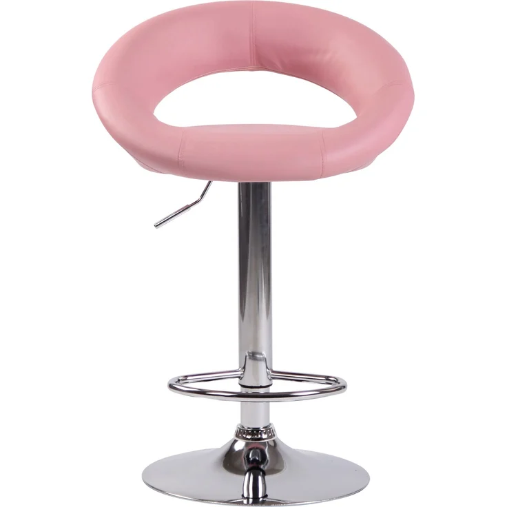 2er Set Barhocker MEKIM - Kunstleder Pink 53x47x80 cm Silber | Barstuhl Höhenverstellbar Mit Lehne Drehbar Tresenhocker Tresenstuhl Kneipenhocker – Bild 3