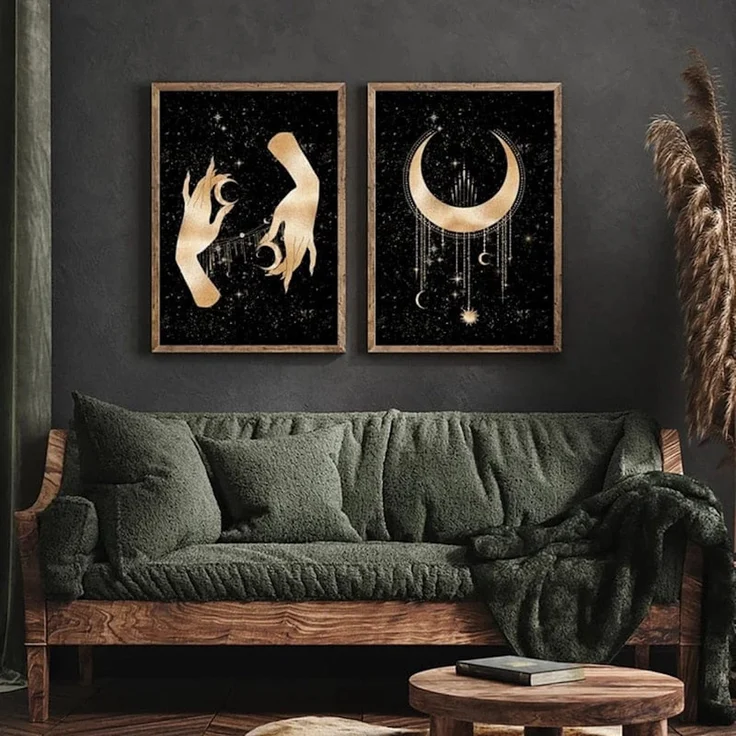 Poster Mond Sterne Gold Schwarz als Deko Print Ohne Rahmen - E / 40x60 cm – Bild 12