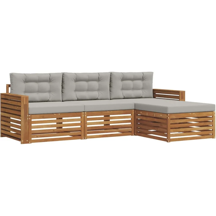 vidaXL Outdoor-Sofagarnitur 4 stk. 3-Sitzer Natur und Hellgrau 3373266 – Bild 2