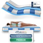 AM Qualitätsmatratzen Hochwertige 7-Zonen Taschenfederkernmatratze 90x200 cm - 24 cm Premiumhöhe - Tonnentaschenfederkernmatratze 90x200 cm - H4