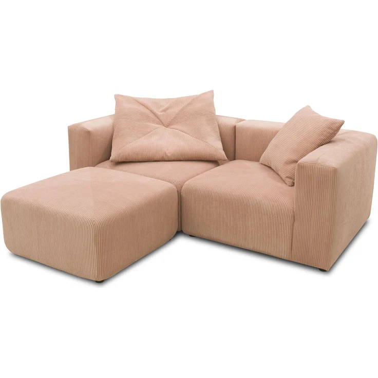 DOMO. collection Ecksofa 800011, kleine Modul-Couch in L-Form, individuell kombinierbar, Cord Sofa, Polsterecke, Eckcouch, Polstergarnitur 216 x 193 x 69 (BxTxH), rose – Bild 3