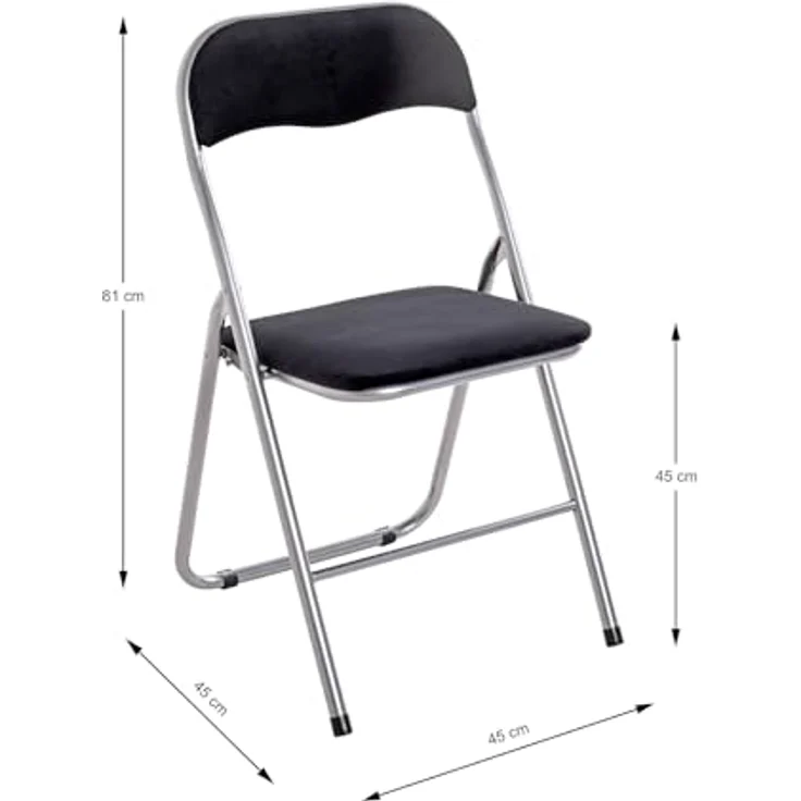 HAKU Möbel Klappstuhl 6er Set alu, schwarz, Metall, Samtgewebe - Maße: B 45 cm x H 81 cm x T 45 cm, Style: Modern – Bild 3