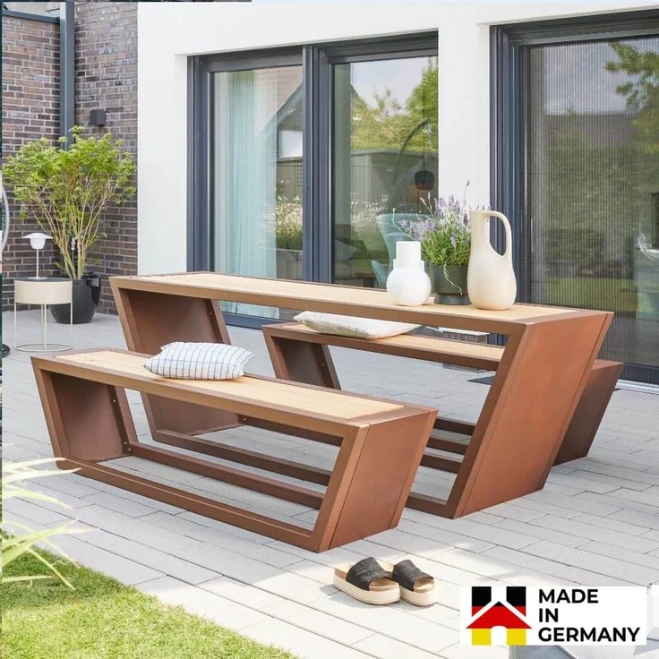 HOME DELUXE Sitzgarnitur aus Stahl und Sibirischer Lärche KOBON - Made in Germany – Bild 1
