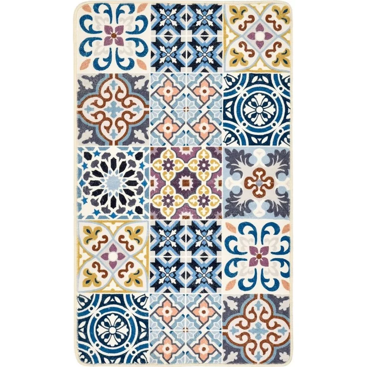 Gino Falcone Badematte Aquata GF-160, Badvorleger, Badezimmer Teppich, Höhe 7 mm, rutschhemmend beschichtet, fußbodenheizungsgeeignet, Kunstfaser, rechteckig, Badteppich, bedruckt, Fliesen Optik, rechteckig – Bild 4