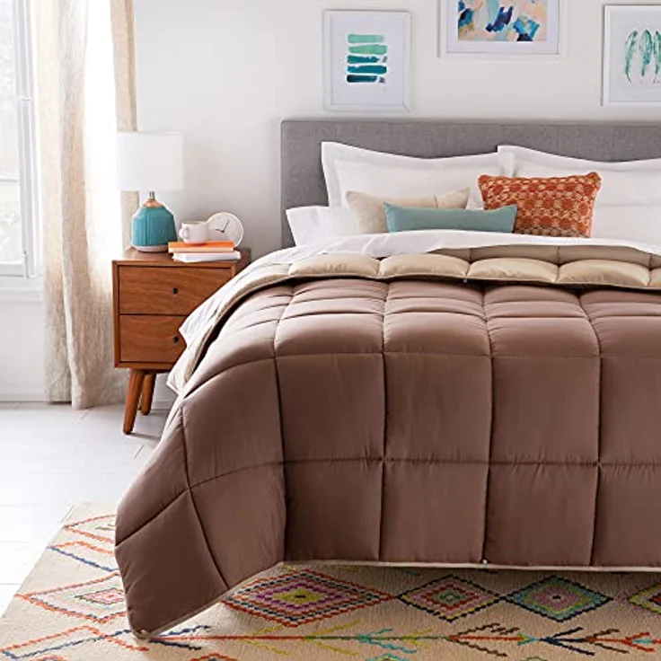 Linenspa 4 Jahreszeiten Bettdecke aus Microfaser – Ganzjahresdecke – Ultraweich – Steppdecke 220x240 cm, Beige / Braun – Bild 8