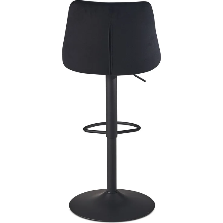 Barhocker Samt Schwarz mit Lehne höhenverstellbar 86-106cm Metallfuß gepolstert – Bild 7