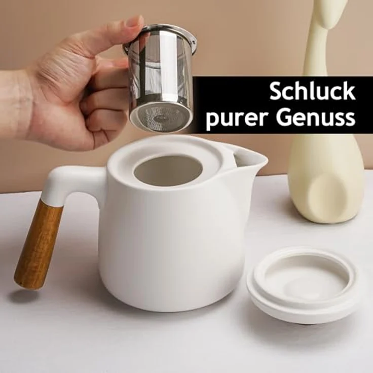 MiaMio Teeservice Teekannen Set inkl. 4 Tassen (5-tlg), Keramik – Bild 5