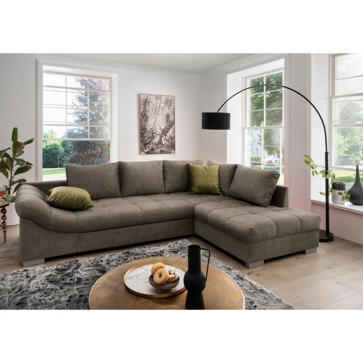 Polsterecke >Althea< Schlaffunktion, Rutsche, Bezug braun - 298x65x202 (BxHxT) – Bild 1