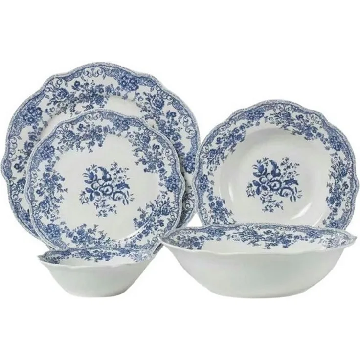 EKA Geschirr-Set Vintage Blue Teller - Set (25-tlg), Porzellan, für 6 Personen