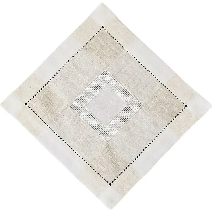 matches21 HOME & HOBBY Tischdecke Tischdeckchen ALMA Leinenoptik mit Hohlsaum Polyester beige 35 x 35 cm (1-tlg), Pflegeleicht & waschbar bei 30 °C