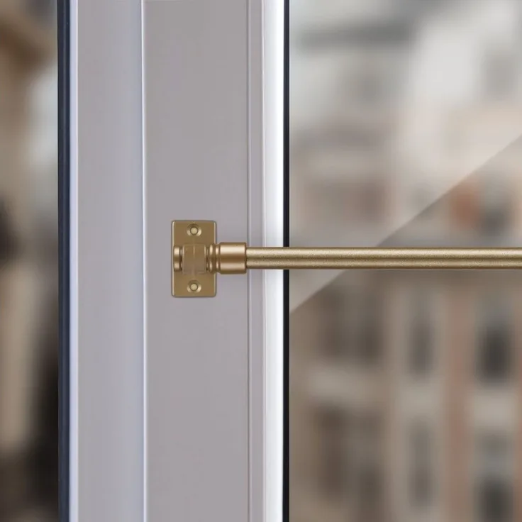 Bestlivings Caféhausstange aus Edelstahl für Bistro-, Scheiben- oder Küchengardinen, Ø 12 mm, 1-läufig, ausziehbar, ohne Bohren, geklebt, geklemmt, verschraubt, Metall, inkl. Trägerhaken, Selbstklebepads & Schrauben