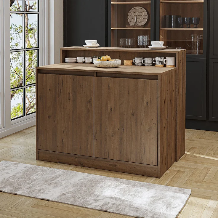 Roomart Kücheninsel CORTADO – Bartisch & Küchentisch mit Stauraum – 120×100×80 cm – Modernes Design • Eiche – Bild 2