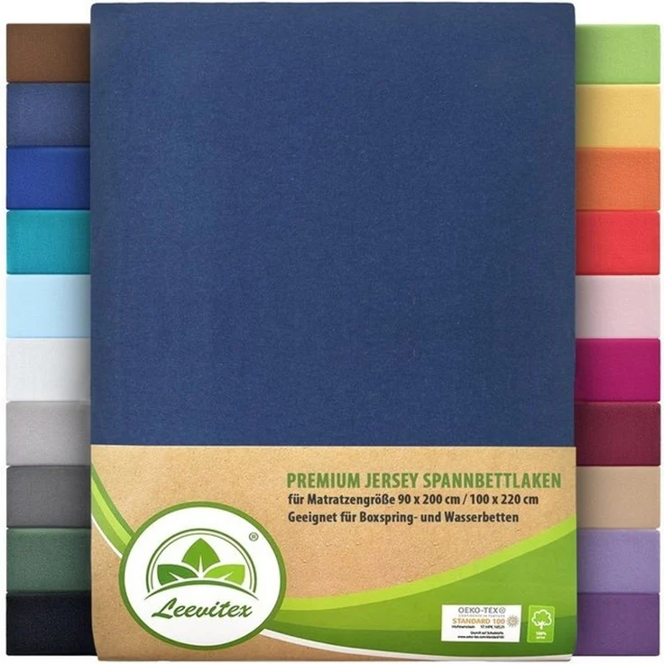 leevitex® Spannbettlaken Spannbettlaken Premium Elasthan, Gummizug: rundum, blickdicht, Anti-Pilling, 97% Baumwolle, 3% Elasthan, 40 cm Steg – Bild 4