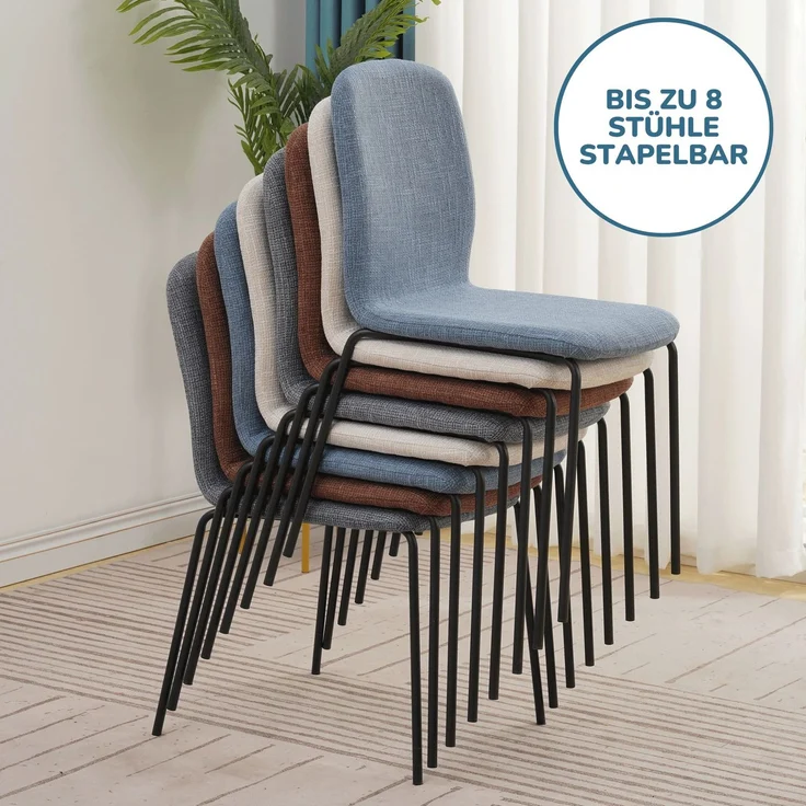 Albatros Esszimmerstühle 4er Set ENNA, schwarz - stapelbar, bequemer Polsterstuhl - Eleganter Küchenstuhl, Stuhl Esszimmer oder Esstisch Stuhl, Konferenzstuhl , Stückzahl:4, Farbe:Schwarz – Bild 9