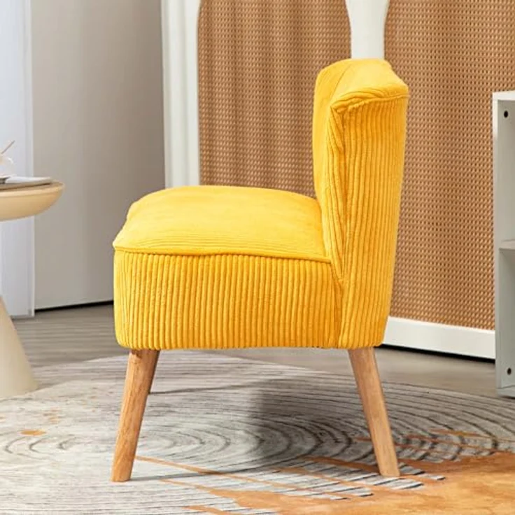 HOMCOM Zweisitzer Sofa, Gelb, elegantes Skandi Design, Kunststoffbezug, 56.5x77x117 cm – Bild 8