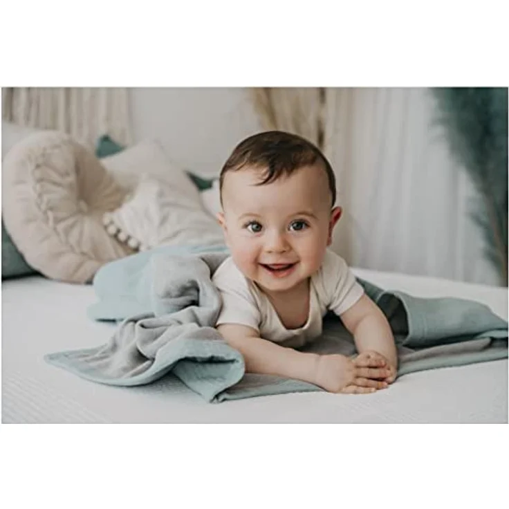 Kaiser 6531023 Playa Summer Blanket Musselin/Frottee atmungsaktive Babydecke Ganzjährig Neugeborene Kinderwagendecke Babyschalendecke Fb. Light Grey – Bild 4