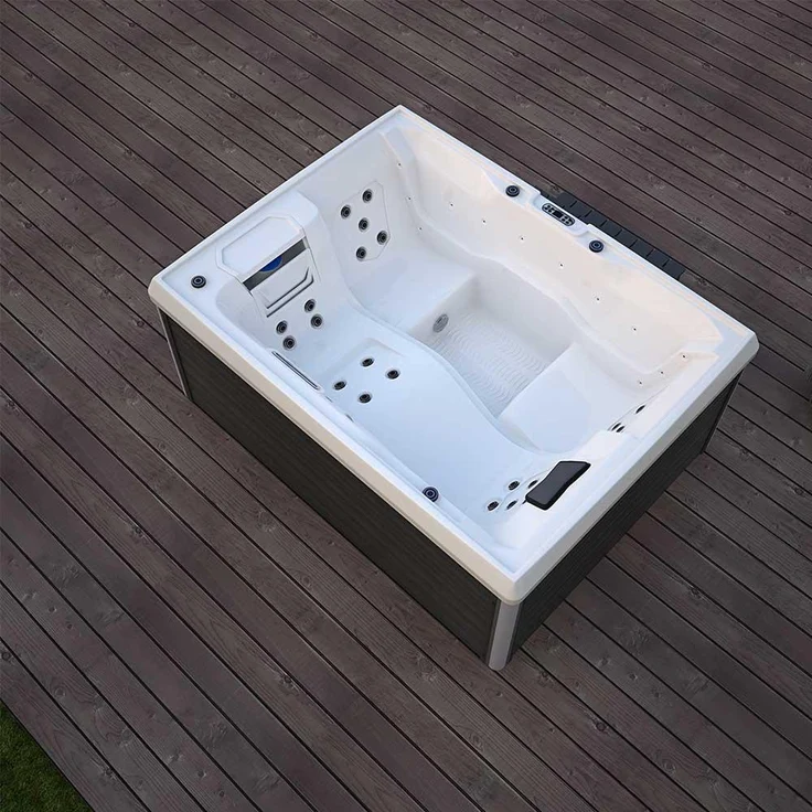 HOME DELUXE Outdoor-Whirlpool 'Stream', 211 x 156 cm, für 3 Personen, mit Treppe & Thermoabdeckung – Bild 9