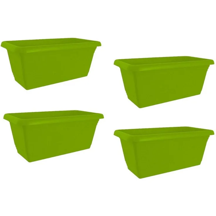 HTI-Living Blumenkasten Blumenkasten mit Wasserspeicher 40 cm 4er Set Grün (Set, 4 St, 4 Blumenkästen), Pflanztopf Pflanzschale