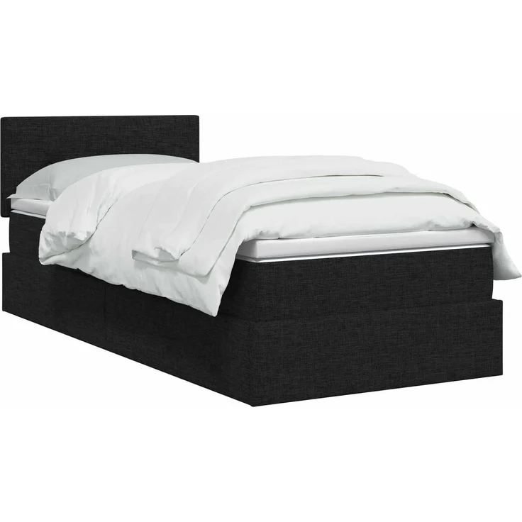 vidaXL LED-Speicherbett mit Matratze Schwarz 90 x 200 cm Stoff 3459038 – Bild 3