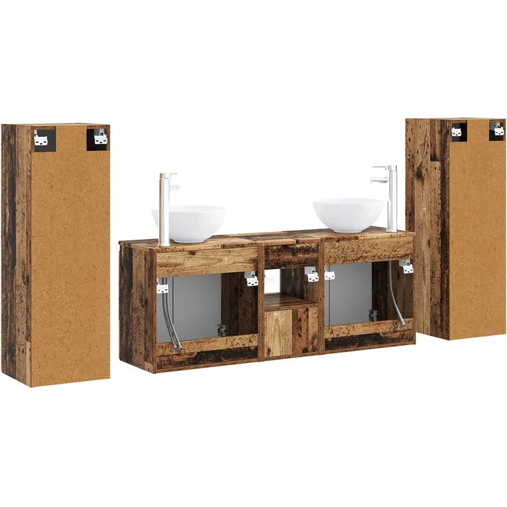 vidaXL Badezimmerschrank-Set 5 stk. Altholz 129 x 35 x 80 cm 3405991 – Bild 7