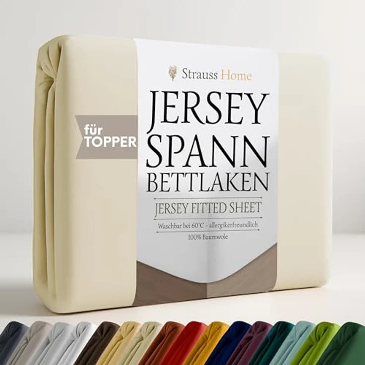 Strauss Home Spannbettlaken Premium Topper Spannbettlaken 150GSM für Matratzen-Topper 10cm Höhe, Gummizug: Rundumgummi, für Topper mit einer Höhe von 10cm, OEKO-TEX zertifiziert – Bild 2