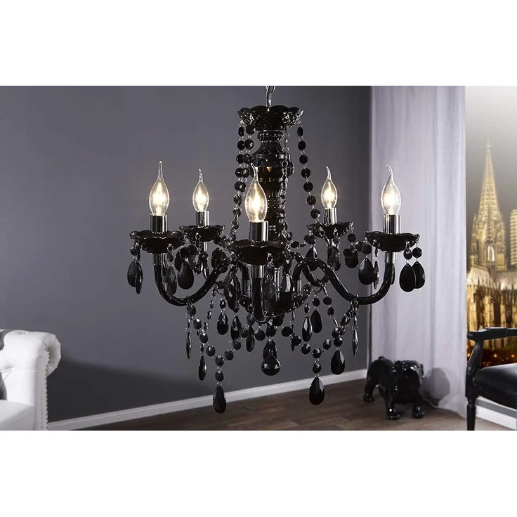 riess-ambiente Kronleuchter BLACK CRYSTAL 55cm schwarz, ohne Leuchtmittel, Hängelampe · Wohnzimmer · Acryl · Schlafzimmer · Barock Design – Bild 2