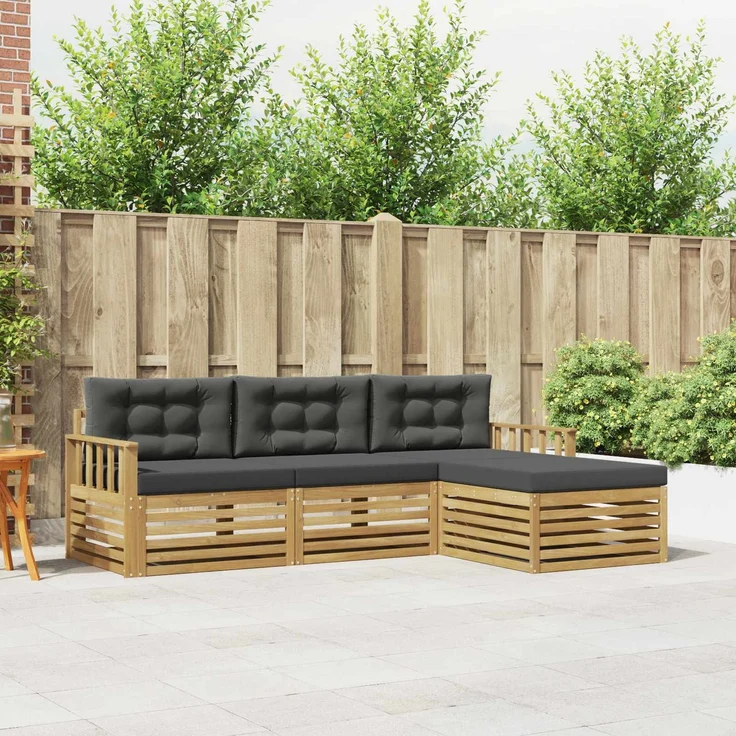 vidaXL Outdoor-Sofagarnitur 4 stk. 4-Sitzer Weiß und Anthrazit 3390277 – Bild 1