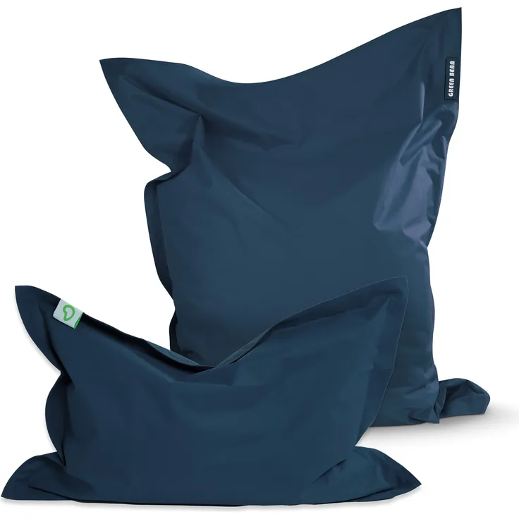 Green Bean® 2er Set SQUARE XXL + BeBi Sitzsack - 380L + 70L EPS Perlen Füllung - Indoor & Outdoor Beanbag für Kinder & Erwachsene - Dunkelblau