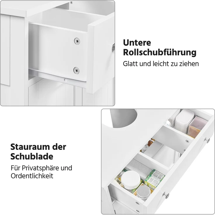 Yaheetech Waschbeckenunterschrank mit Schublade & 2 Türen, Holz weiß, 60x30x60 cm – Bild 6