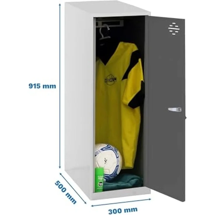 SimonRack Simonlocker Kommode, klein, 915 x 300 x 500 mm, Amario aus Metall, inkl. Schlüssel, Weiß/Anthrazit – Bild 2