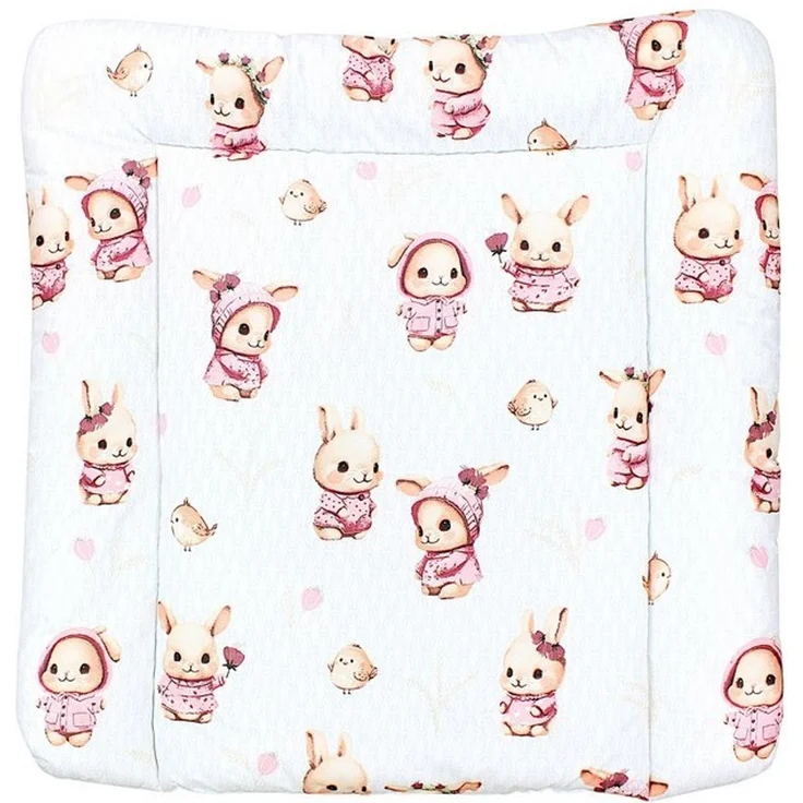 TupTam Baby Wickeltischauflage mit Baumwollbezug Gemustert, Farbe: Kaninchen/Rosa, Größe: 70 x 60 cm – Bild 4