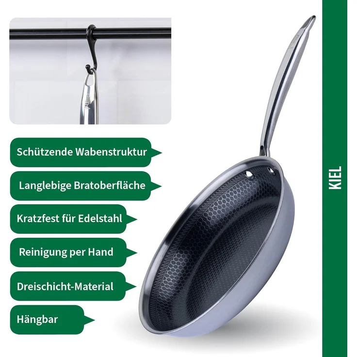 Chefkoch trifft Fackelmann Bratpfanne Tri-Ply, Ø 28 cm, Edelstahl, Induktion/- backofengeeignet – Bild 3
