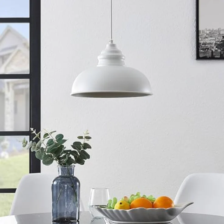 Lindby Pendelleuchte 'Cliona', mattweiß, Metall, Ø 31 cm, E27 für Wohnzimmer & Esszimmer – Bild 4