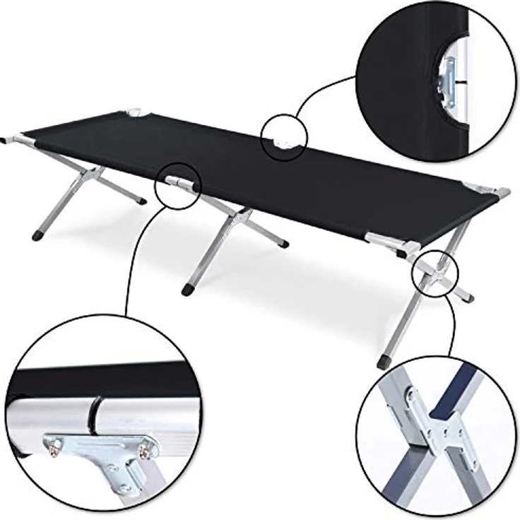 Goods+Gadgets Feldbett Faltbares Army-Bett (Campingbett, Klappbett) Gästebett aus Aluminium – Bild 5