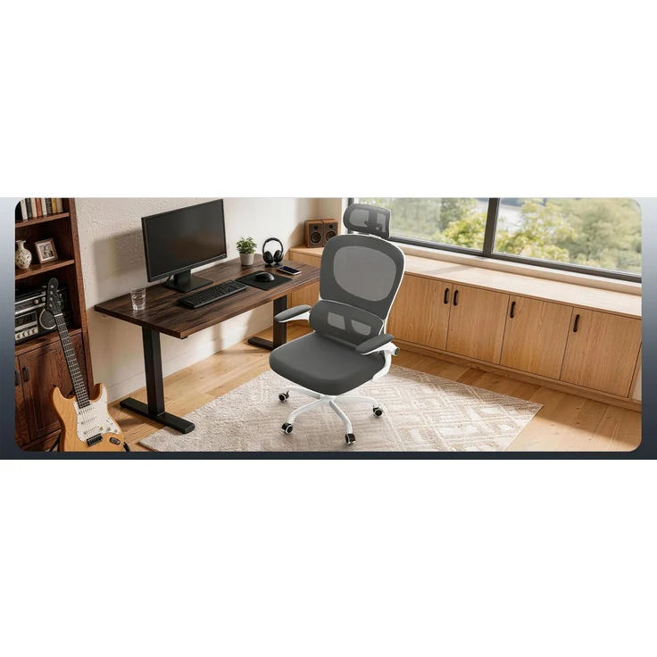 Botifly Ergonomischer Bürostuhl, Mesh-Gewebe, Grau/Weiß, 90°-120° Wippfunktion, 10 cm Höhenverstellbar, 52 x 25.5 x 62 cm – Bild 9